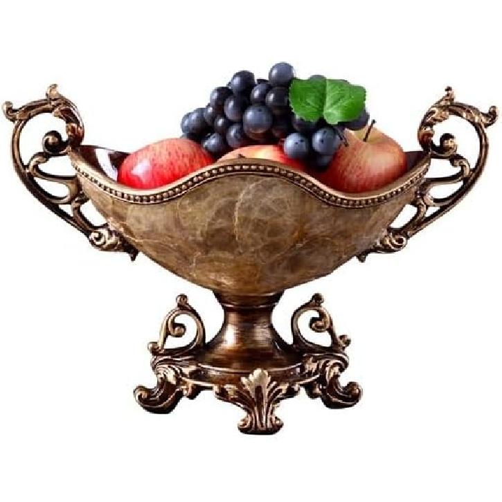 Fruit Bowl Basket European Style Fruit Plate Retro Living Room Candy Plate Large Household Dried Fruit Plate Coffee Table Decoration Ornaments Fruit