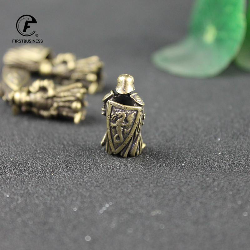 Copper Ancient Empire Warrior Knife Bead Keychain Pendants Vintage Brass Umbrella Rope DIY Hanging Accessories Paracord Jewelry