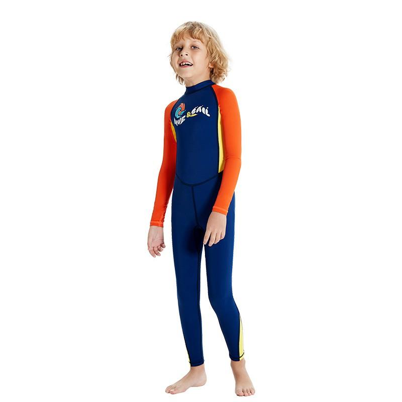 Boys UV Protection Swimwear Long Sleeve Rash Guard One-Piece Swimsuit UPF 50 Quick Dry Nylon Spandex