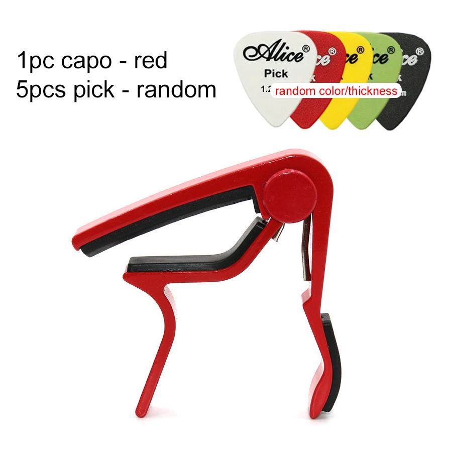 

1pc Multicolored Guitar Capo with 5Picks for Acoustic Electric Guitar Single Handed Capos String Instrument Guitar Accessory TMZ