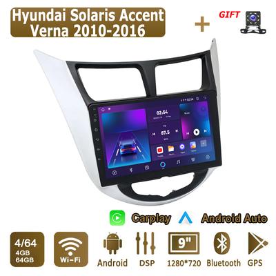 Android Carplay Car Radio For Hyundai Solaris Accent Verna 2010-2016 Multimedia Player Head Unit Stereo GPS Navigation BT WIFI 4+64GB