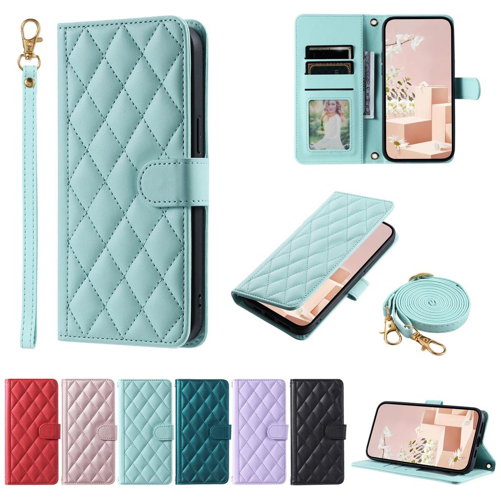 Plaid Flip Leather Crossbody Case with Card Slot & Lanyard for Google Pixel 8 Pro/8A