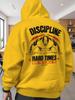 Motivational Gym Hip Hop Hoodie Discipline Beast Quote Lightning Element Back Print Daily Sport Streetwear Sweatshirt