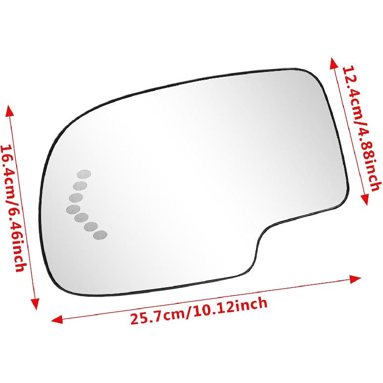 TOP-MAX Driver Side Mirror Glass Replacement For 2003-2006 Chevy Silverado GMC Sierra Tahoe Yukon Suburban Avalanche Cadillac Escalade, Heated