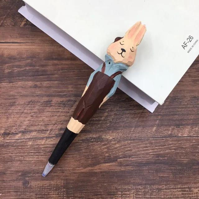 

Деревянная мультяшная ручка Цветная модель животного Резьба Гелевая ручка Деревянные креативные канцелярские товары Студенческие подарки rabbit