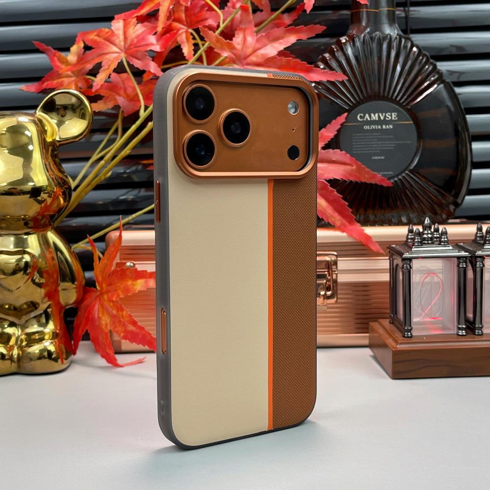

Three-color Leather Patchwork with Magsafe Magnetic Ring Case For iPhone 17 Pro Max 17 Pro Air 16 pro 15 14 Lens Protect Cover iPhone17 Pro Max