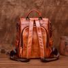 Johnature Vintage Backpack Genuine Leather Large Capacity Women Bag Solid Color Natural Cowhide Leisure Travel Bags