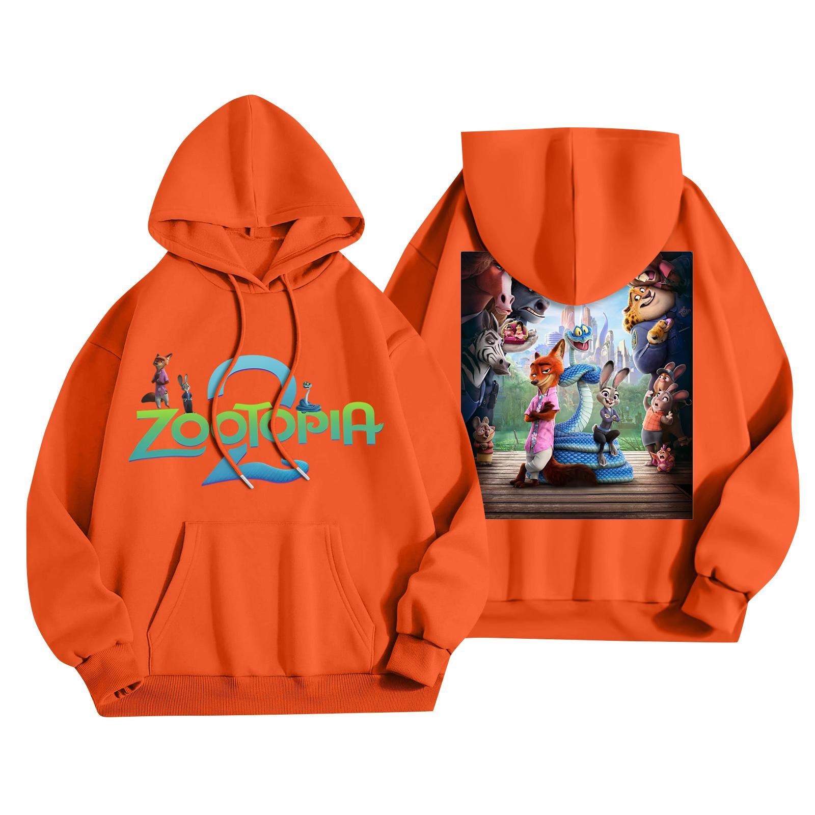 

Детская модная повседневная толстовка с капюшоном и длинными рукавами с мультяшным принтом 150 оранжевый