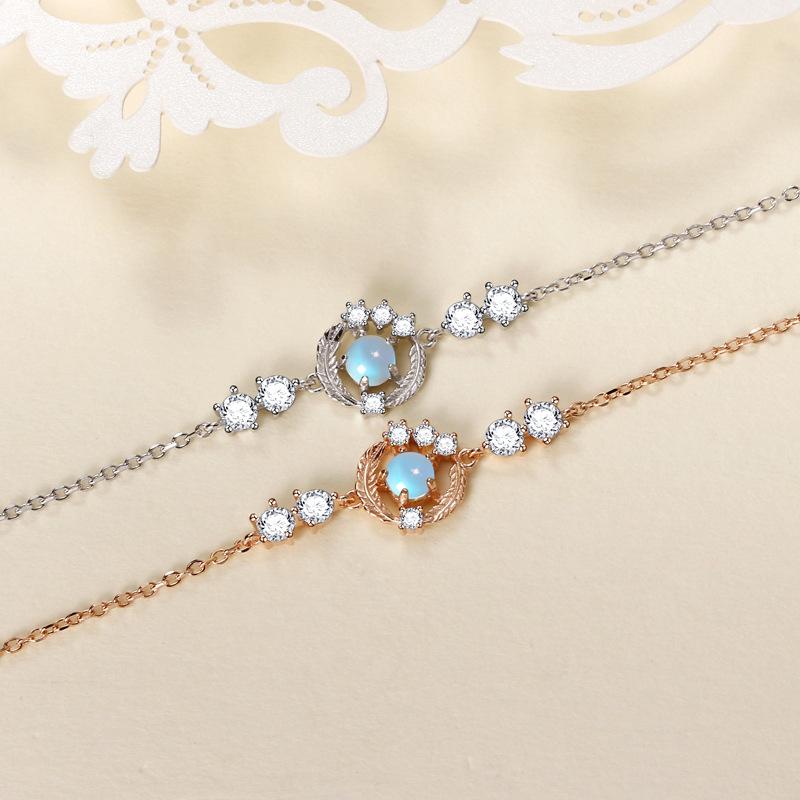 Feather You Accompany Moonstone Bracelet Women Niche Exquisite Ins Style Temperament High-end Bracelet Jewelry Women