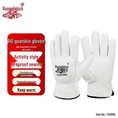Heat-Resistant Sheepskin Welding Gloves - Fleece Lined, Fireproof, Wear-Resistant, Insulating
