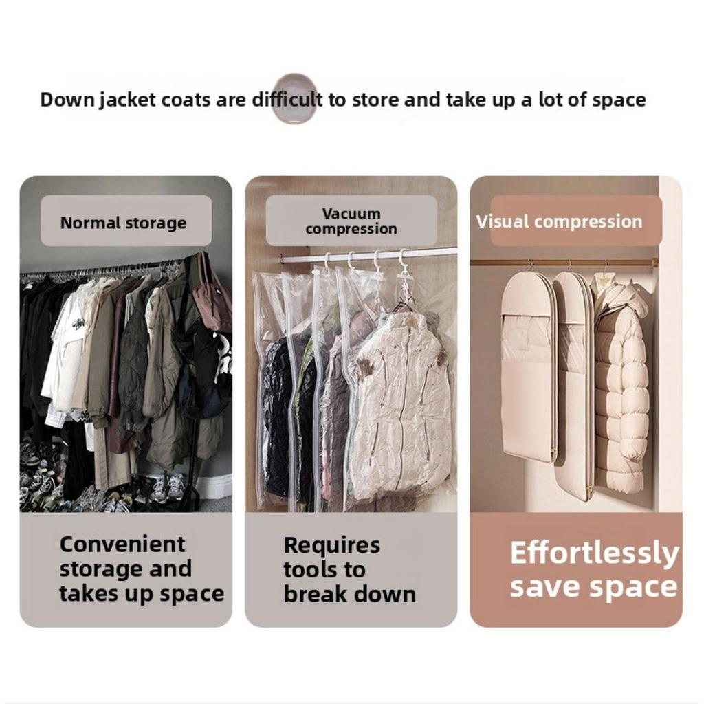 Κρεμαστή Συμπιεσμένη Σακούλα Αποθήκευσης με Διαφανές Μπροστινό Μέρος για Οργάνωση Ρούχων