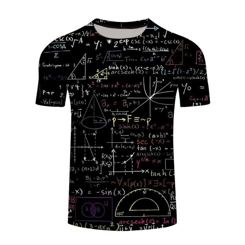 Men s Math Formula 3D Graphic T-Shirt Creative Physics Equation Print Casual Short Sleeve O-Neck Pullover Top Geek Science Tees Men s Clothing S разноцветный