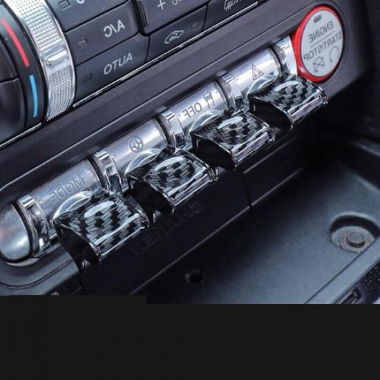 For 2015- Ford Mustang ABS Carbon Center Console Dashboard Button Cover Trim