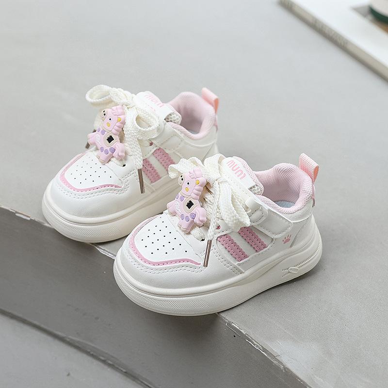 Kids Spring Cartoon White Shoes Boys Girls Casual Walking Sneakers Versatile Toddler Sports Trainers For Daily Wear