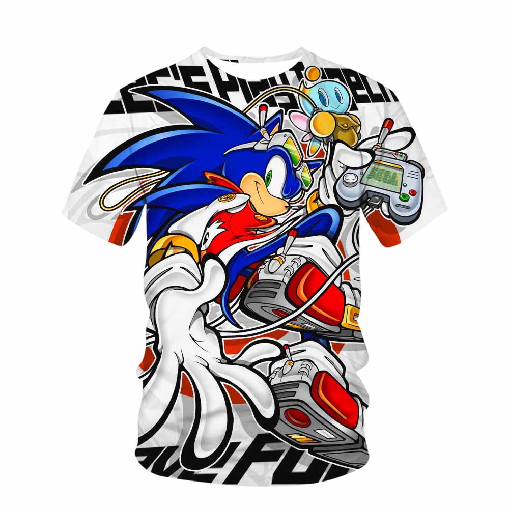 Cute Sonic Girl Cartoon T-Shirt Children's Short Sleeve Summer Casual T-Shirt Boys Sports Shirt Quick Drying Tops Tee
