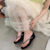 Fashion 2025 New Summer Women Crystal Clip Toe Slippers Fashion Wedges Heel Slide Ladies Elegant Street Style Flip Flop Shoes