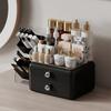Desktop Cosmetics Storage Box Large Capacity Cosmetic Organizer with 2 Drawers Removable Multi-Compartment Box Makeup Organizer for Dresser