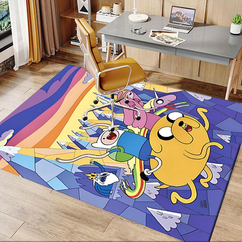 Adventure Time Office Chair Mat Cartoon Decor, Sofa Rug, Office Carpet Gift for Home Decor, Living Room, Bedroom, Various Rooms