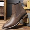 Men's Classic Retro Chelsea Short Boots Mens Fashion Embroidery Ankle Boot High-top Casual Shoes for Men New Arrive