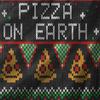 Pizza on Earth Christmas Throw Blanket, Funny Food Theme with Tree Design, Soft Knit Blanket for Holiday Gift and Sofa Decor
