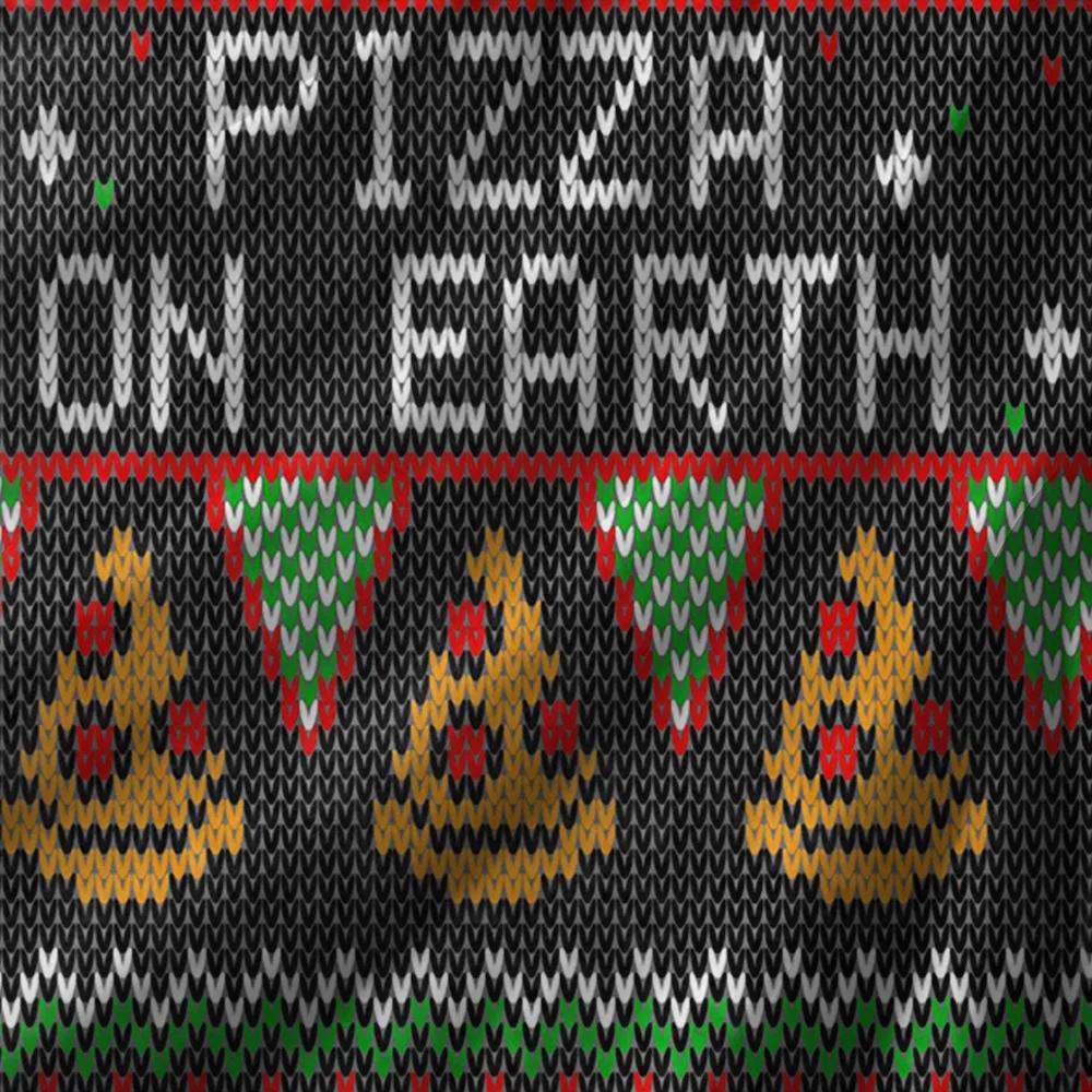 Pizza on Earth Christmas Throw Blanket, Funny Food Theme with Tree Design, Soft Knit Blanket for Holiday Gift and Sofa Decor