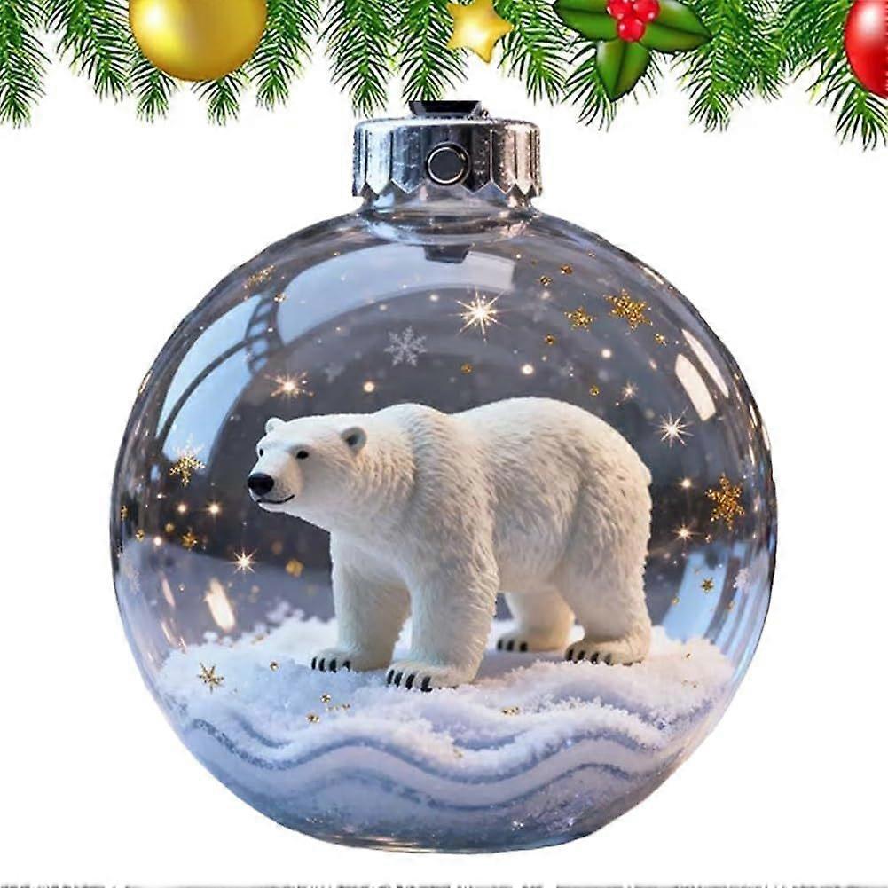 6pc Funny Highland Cow Ornament 2025, Christmas Baubles Transparent Christmas Balls, Christmas Tree Hanging Ornament, 2026 Wildlife Wonders Collection
