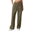 Womens High Waist Loose Straight Leg Casual Street Style Pocket Pants