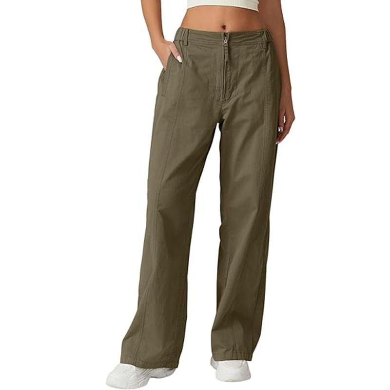 Womens High Waist Loose Straight Leg Casual Street Style Pocket Pants