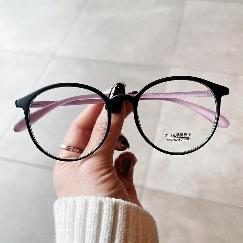 Blue Light Blocking Eyeglass Frame For Women Round Shape  Material Eyeglasses Frames Men Vintage Stylish Decorative Glass