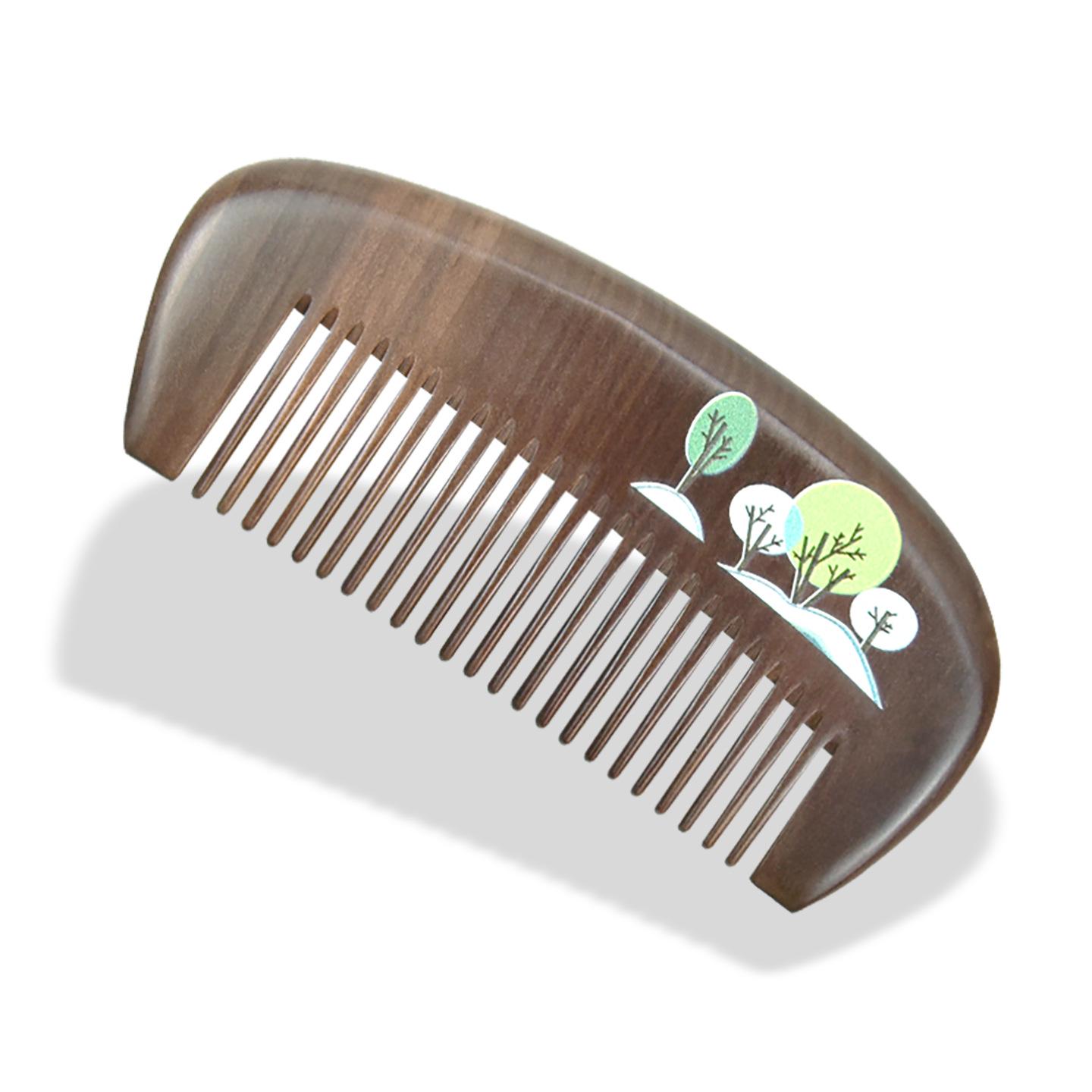 New Mandarin Ducks Peach Wood Lacquerware Hair Comb for Daily Use