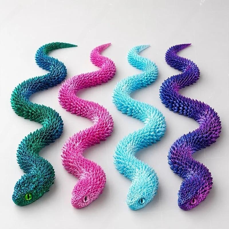3D Creative Printed Toys Snake Model Sensory Toys Desktop Ornament 3D Printed Snake Desktop Articulated Snake Collectibles