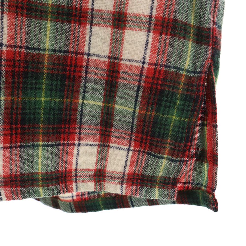 WESTERN GENTLEMAN 70s Wool Blend Flannel Vintage Check Pattern Long sleeve skipper shirt Men's Used