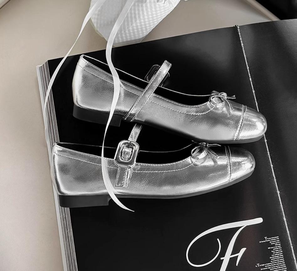 Black French with skirt shallow mouth flat sole shoes women's 2025 new summer ballet retro Mary Jane women's shoes