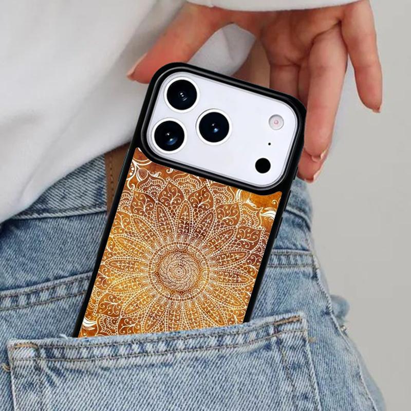 Mandala Wood Floral Phone Case for iPhone 17ProMax 12 13 14 15 16e 17 Pro Max Plus Air Cover