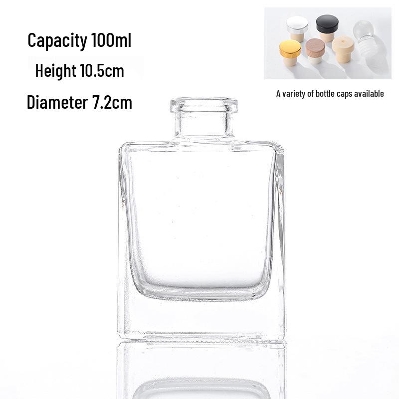 Flat Square Transparent Aroma Diffuser Bottle for Home Decor