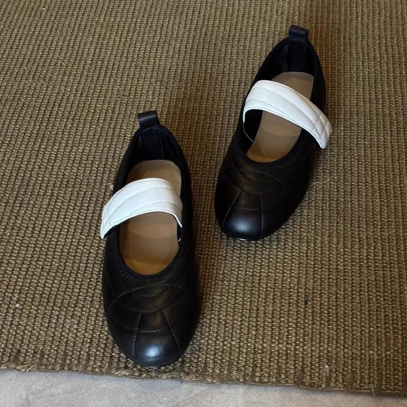 Fashion Sheepskin Version Mary Janes Women's Low Cut Round Toe Casual Sporty Shoes Rubber Upgraded Comfortable Insoles Fashionable
