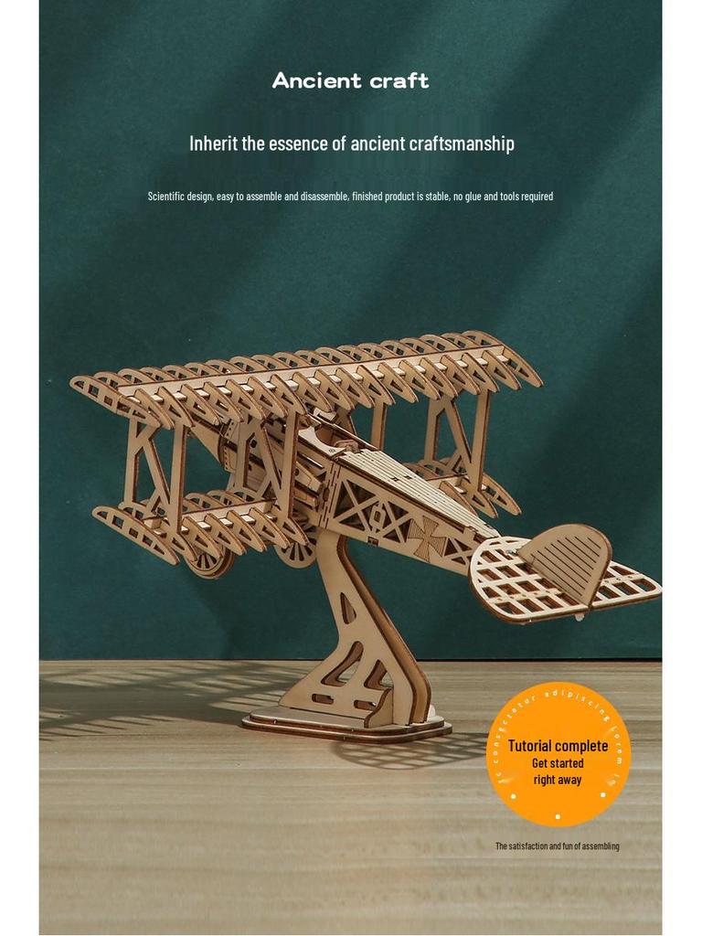 3D Wooden Airplane Puzzle: DIY Educational Toy & Creative Ornament