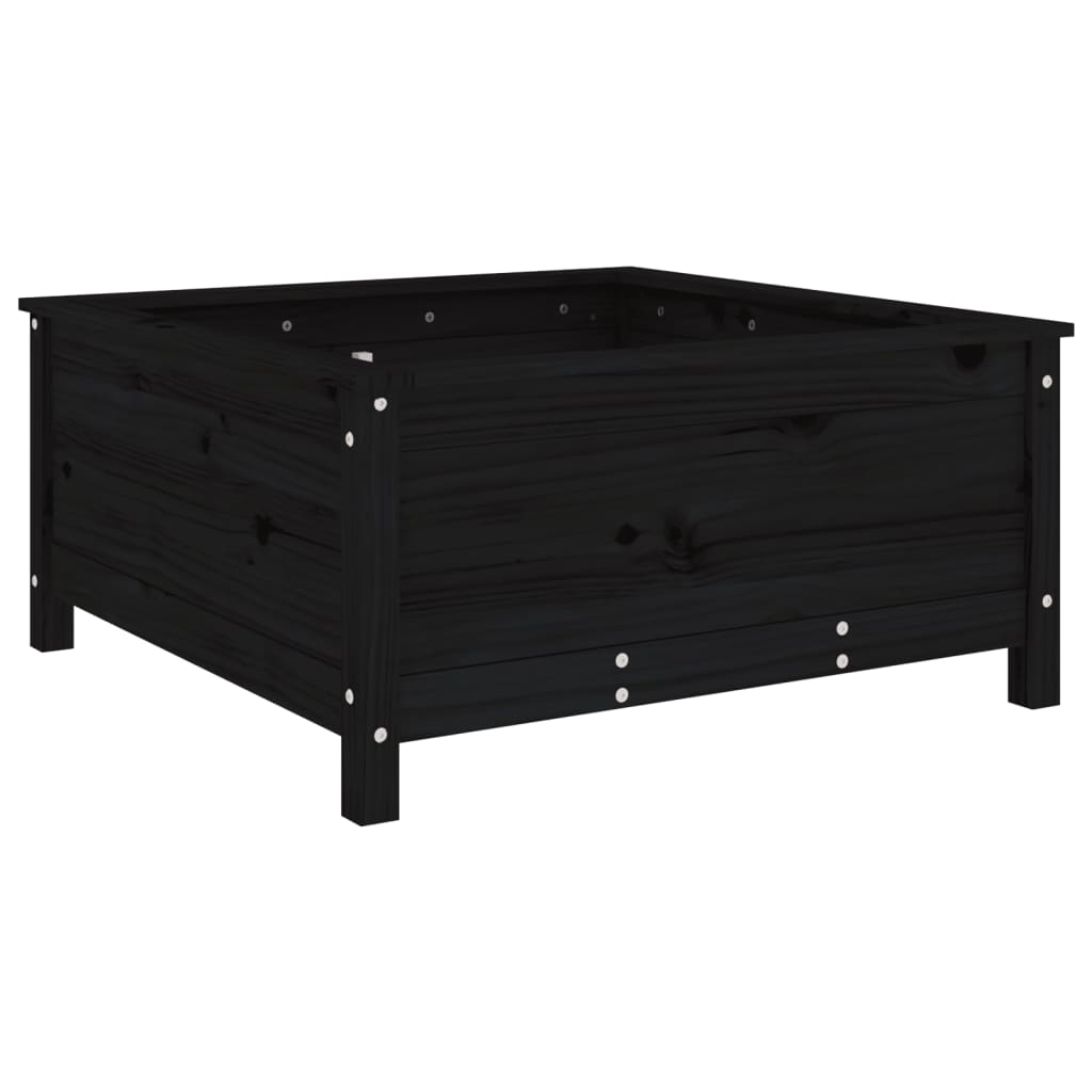 Plant Pot Black 82.5 X 82.5 X 39 Cm Solid Pine Wood