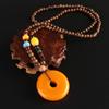 Trendy Unisex Wooden Bead Necklace: Versatile, High-End Pendant for Sweater Chains and Cotton Linen Attire