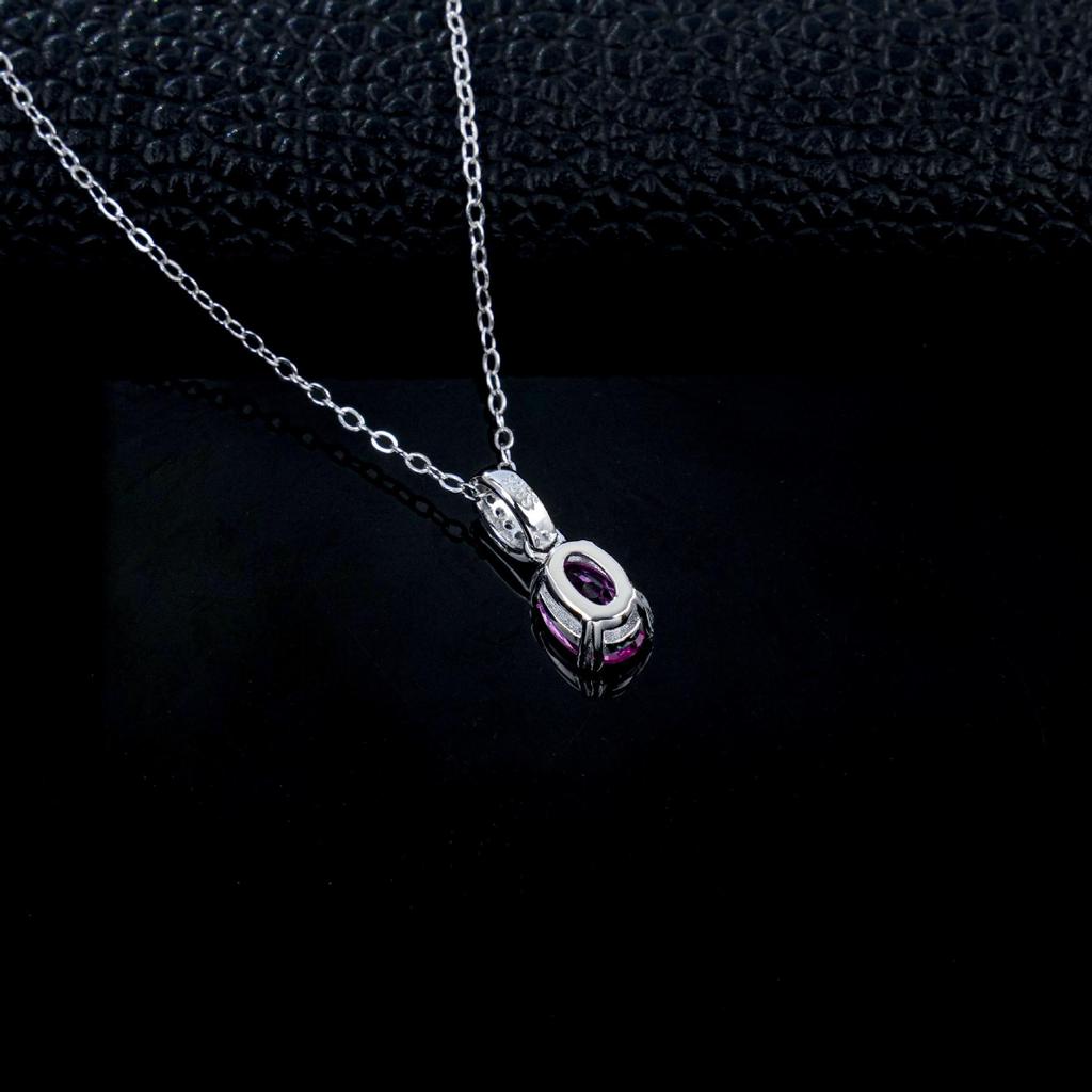 Powder Blue Sapphire & Diamond Clasp Necklace In 925 Sterling Silver - Delicate Chain for Women, Perfect Gift for Qixi or Birthdays.