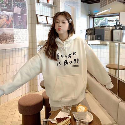 Sudadera con capucha coreana para mujer: Jersey holgado, que reduce la edad, de manga larga para otoño/invierno 2025 - Talla grande, estilo casual