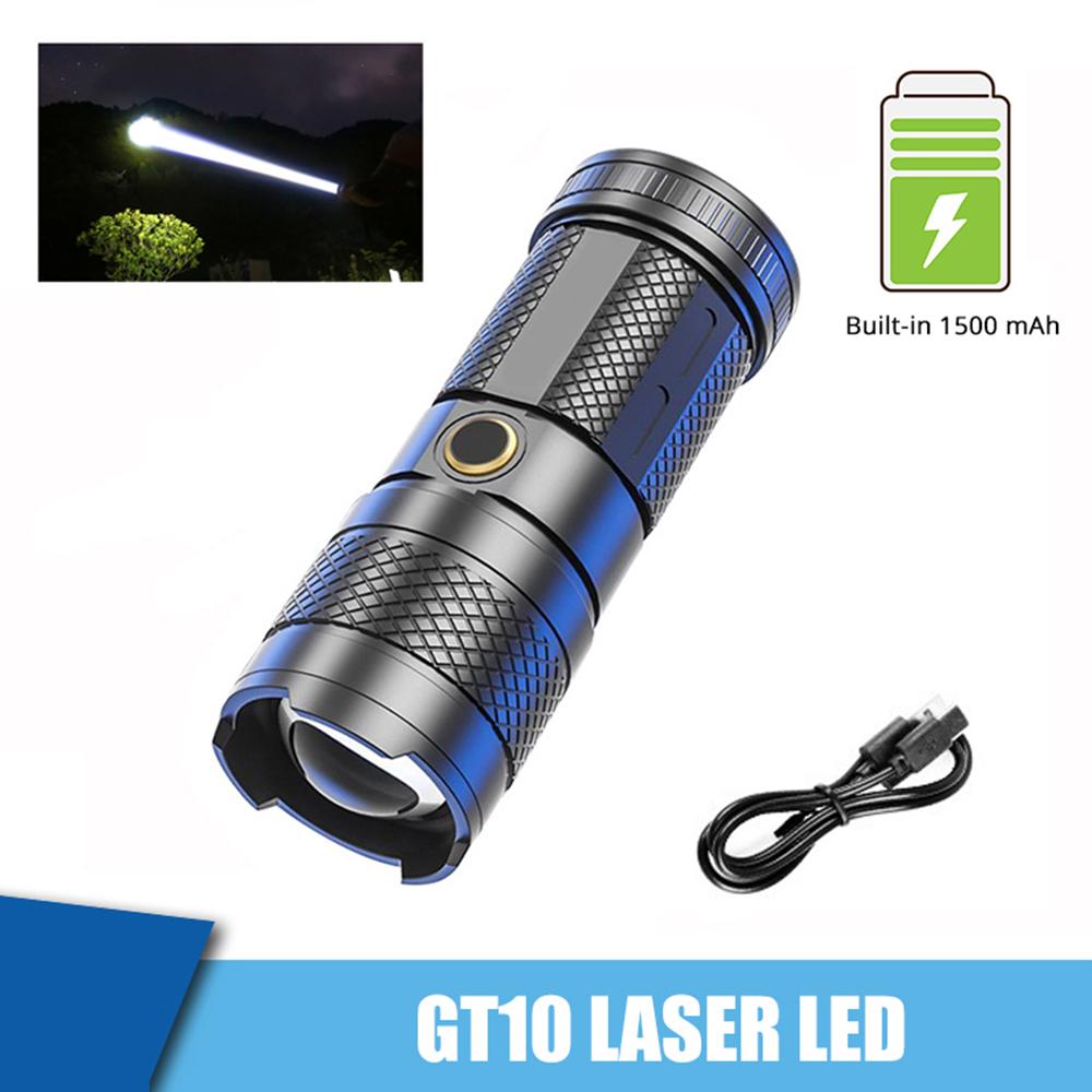 Torcia laser bianca ad alta potenza LED con zoom per esterni, multifunzionale, lampeggiante, ricaricabile, con luce forte, P50.