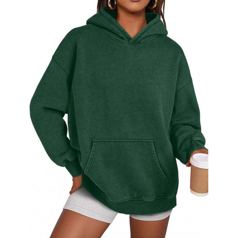 Women S Loose Fit Hooded Sweatshirt Casual Long Sleeve Solid Top