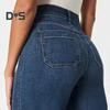 Women Ninth Pants Jeans with Pockets High Waist Straight Pants Solid Color Vintage American Style Denim Trousers for Daily Wear School Commuting