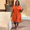 Elegant Casual Solid Color Shirt Dress Summer Short Sleeve Lapel for Plus Size Women