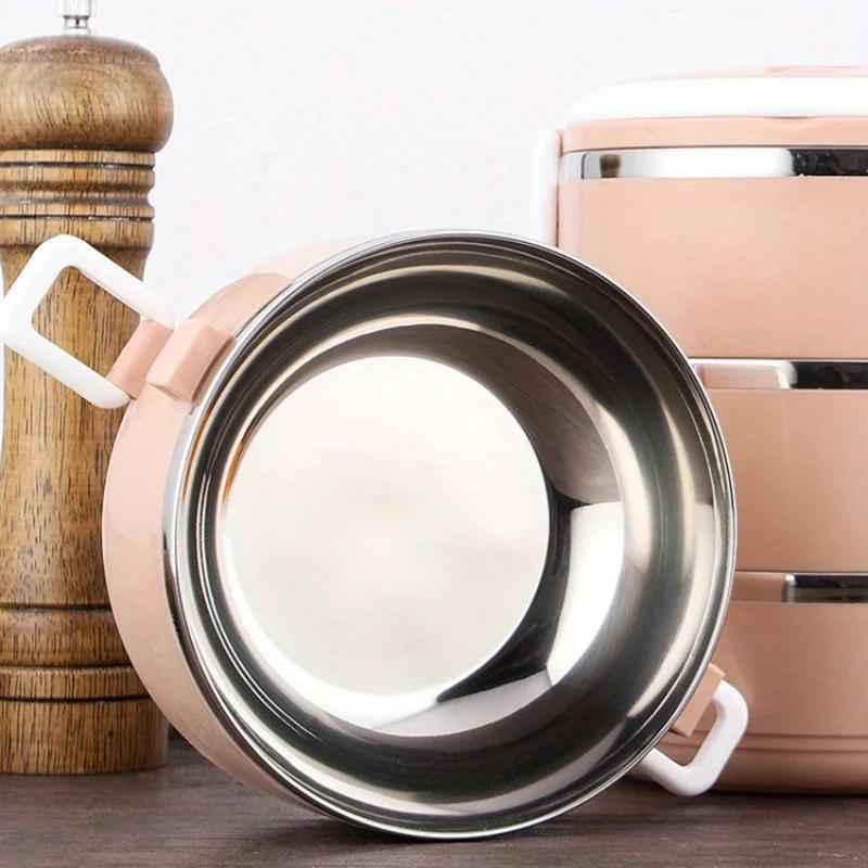 Portable Stainless Steel Thermal Lunch Box Multi-Purpose Microwave Bento Box With Lids Suitable for Home Use or Take-Out