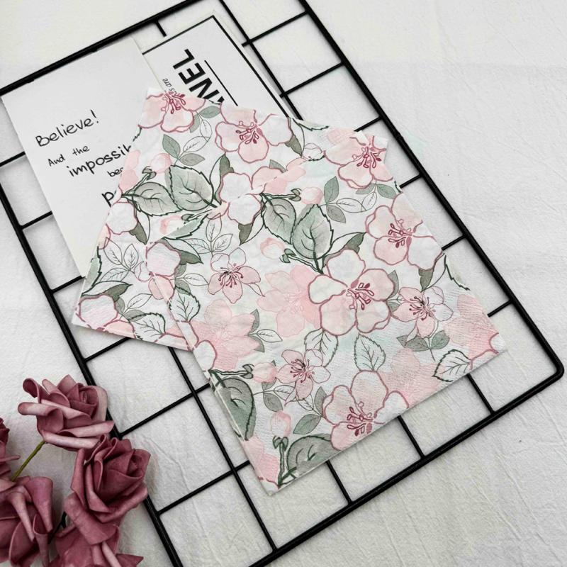 20 Stück/Packung 33 x 33 cm, 2-lagig, Einweg-Partyserviette, Blumenmuster