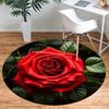 Romantic Red Rose Round Area Rug, Soft Non-Slip Machine Washable Floor Mat for Living Room Bedroom Chair Game Room Decor