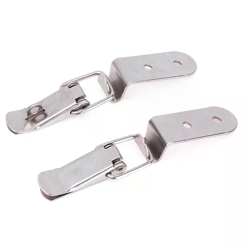 90 Degrees Duck-mouth Buckle Hook Lock Iron Spring Loaded Draw Toggle Latch Clamp Clip Silver Hasp Latch Catch Clasp