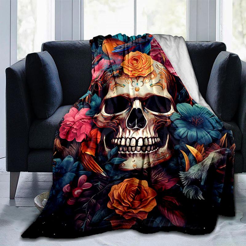 1pc Day of the Dead Theme Blanket, Home Decorative Throw Blanket for All Seasons, Living Room .K029